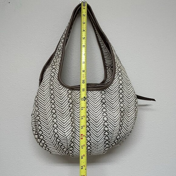 Vera Wang Simply Vera herringbone Cotton Faux Leather Hobo Shoulder Aztec Boho - Picture 5 of 16